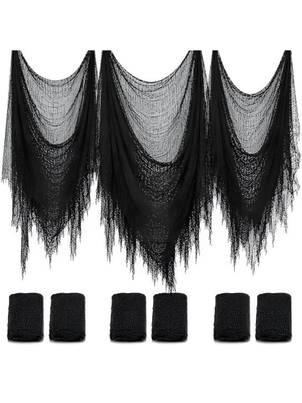6 Pack Black Halloween Creepy Cloth, 30 x 72 Inch - Yobbai